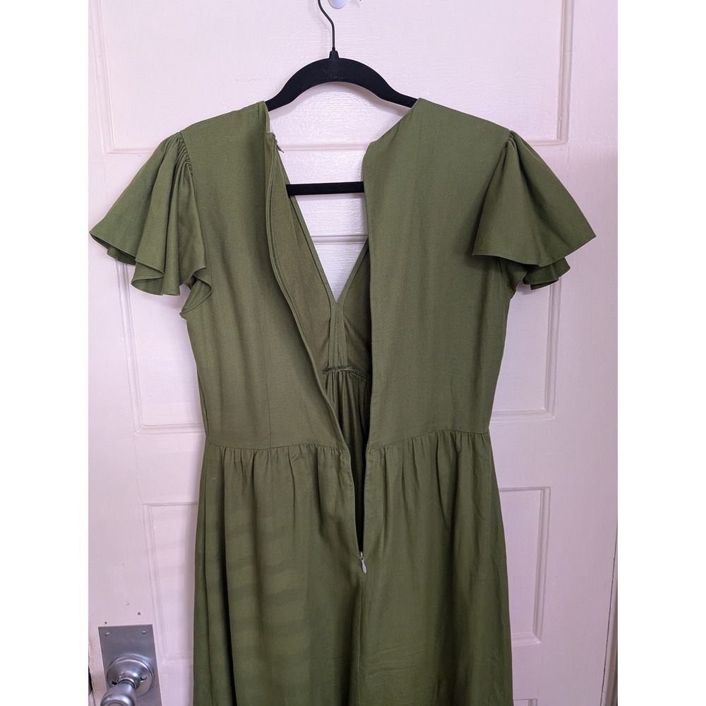 Sachin & Babi Cotton Tiered Flutter Sleeve Midi Dress Green Size 8 Anthropologie - Picture 10 of 10